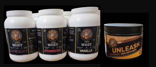 Any 1 kg whey protein + any pre workout (30 servings)