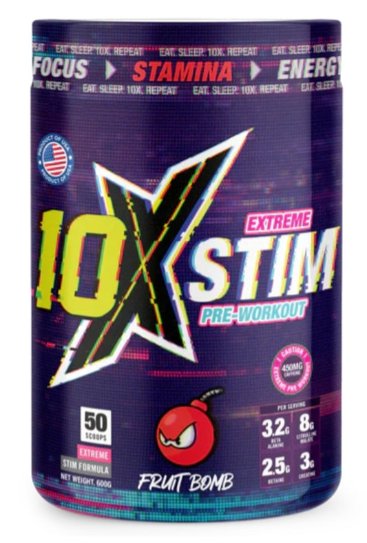 10 x extreme stim pre workout  600g choose from 8 delicious flavours